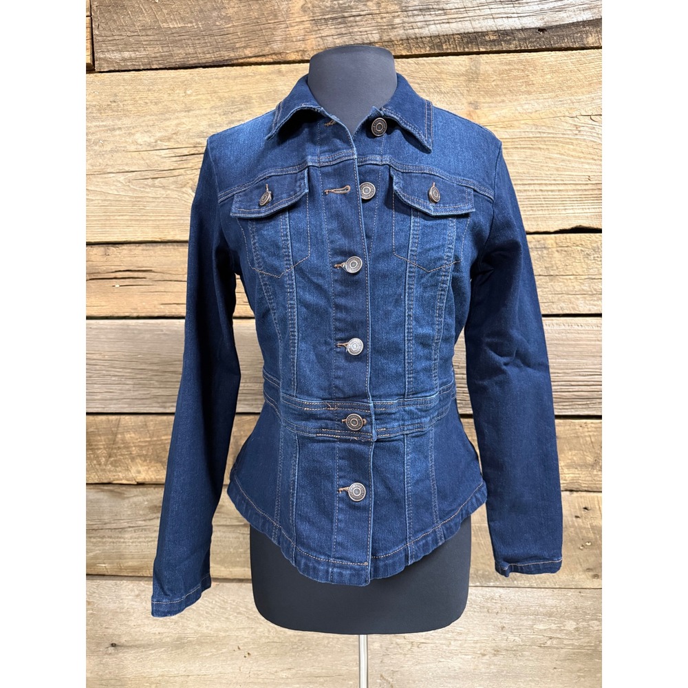 Skinnygirl Jeans Dark Wash Stretch Denim Peplum Jacket Small